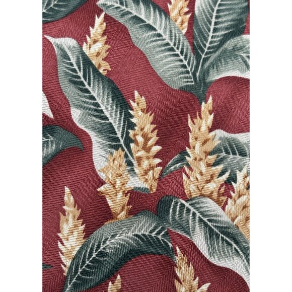 TOMMY BAHAMA Tie Men's 100% Silk Yellow Red Green Floral Trees Leaves Hand Made - Picture 2 of 9